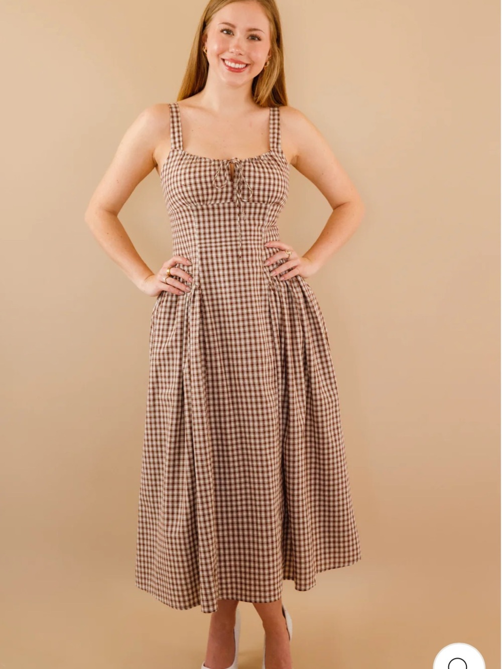 Creamon Name the Time and Place Gingham Maxi Dress in Brown